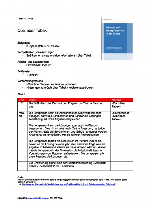 Quiz über Tabak - Berner Gesundheit